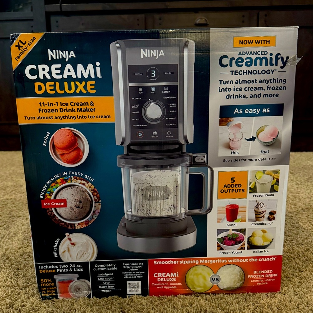 Ninja Creami Deluxe 11 in 1 XL NC501 Ice Cream Maker Sorbet fro-yo